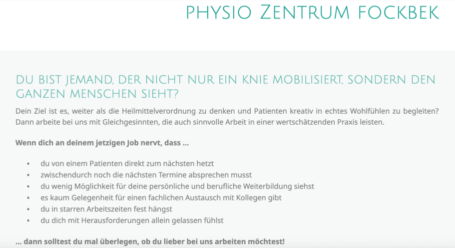 Physio Fockbek Jobangebote